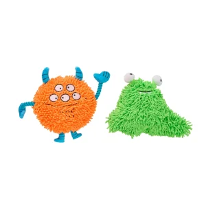 Thrills & Chills™ Halloween Plush Monster Orange Green Dog Toy 2-Pack