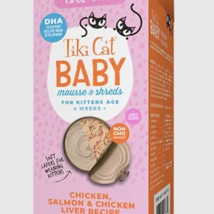 Tiki Pet Cat Mousse Kitten Salmon Chicken Liver 1.9oz. (Case of 3)