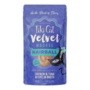 Tiki Pet Cat Velvet Mousse Hairball Chicken Tuna 2.8oz.