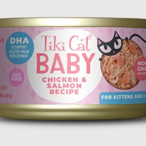 Tiki Pets Cat Baby Kitten Whole Foods with Chicken and Salmon Recipe 2.4oz. (Case of 12)