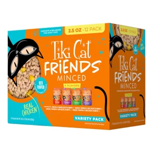 Tiki Pets Cat Friends Minced Chicken Variety Pack, 2.5 oz, Case of 12