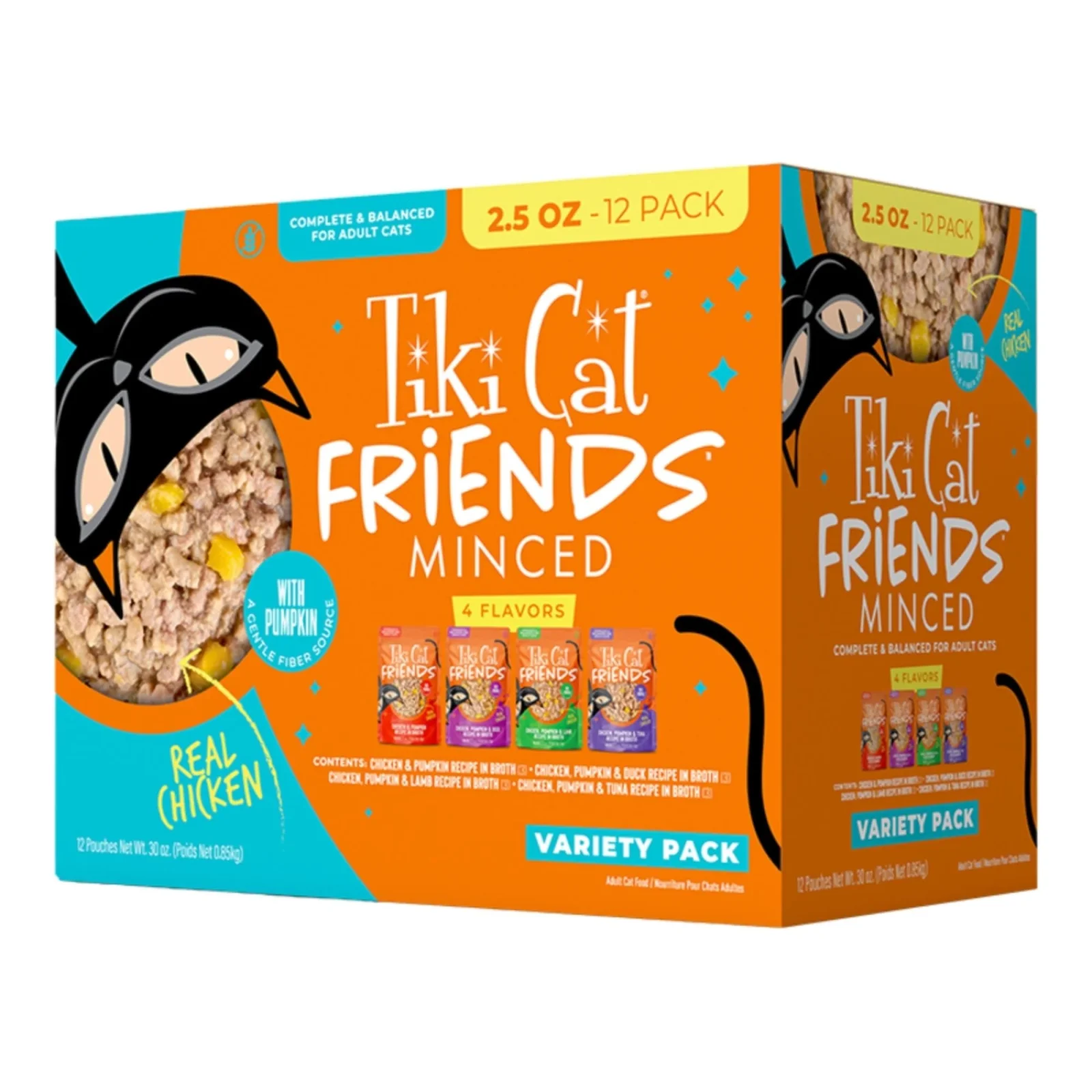 Tiki Pets Cat Friends Minced Chicken Variety Pack, 2.5 oz, Case of 12