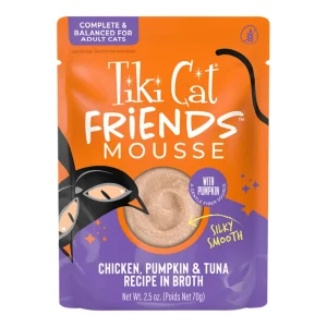 Tiki Pets Cat Friends Mousse Chicken, Pumpkin & Tuna Recipe in Broth, 2.5 oz