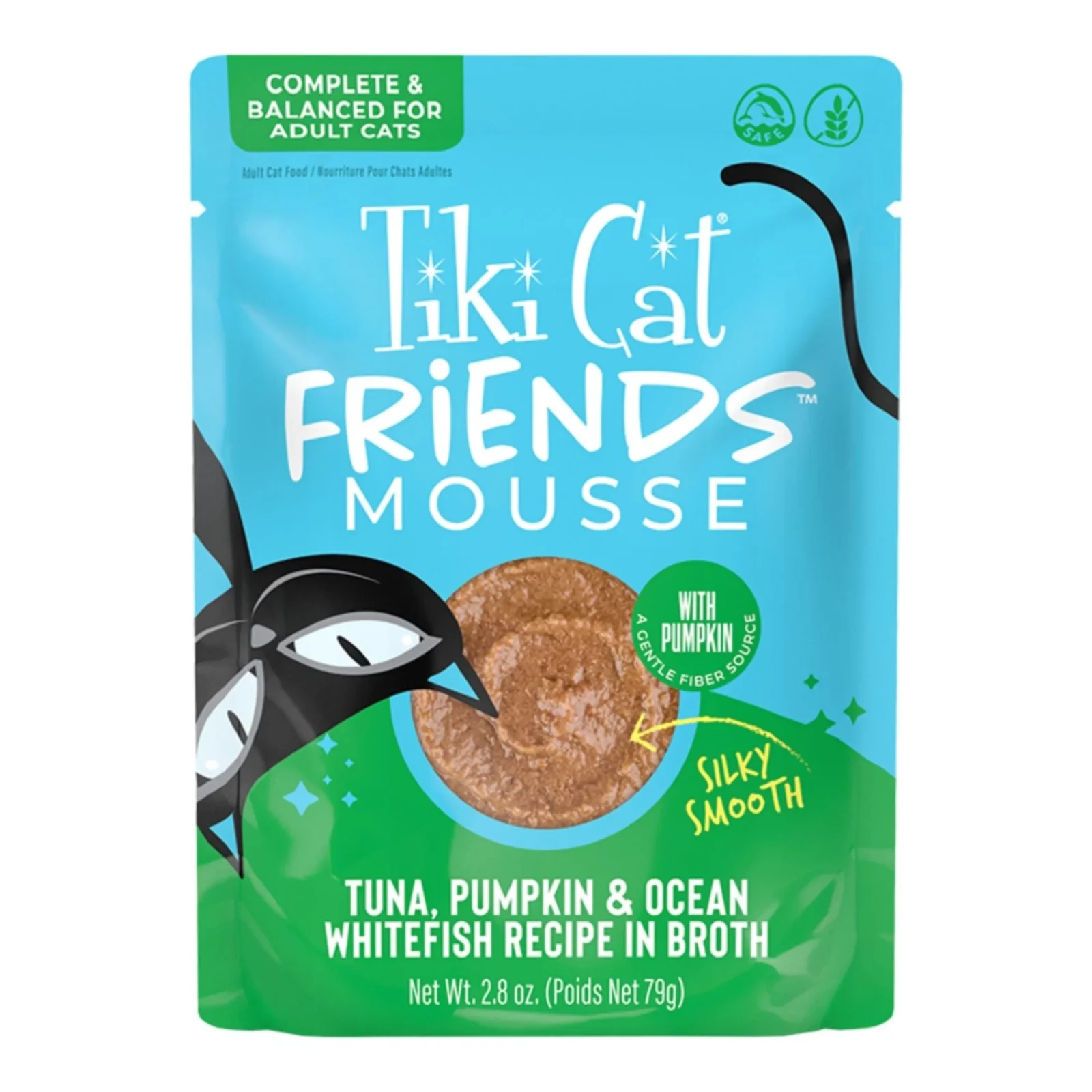 Tiki Pets Cat Friends Mousse Tuna Pumpkin & Ocean Whitefish, 2.8 oz Pouch