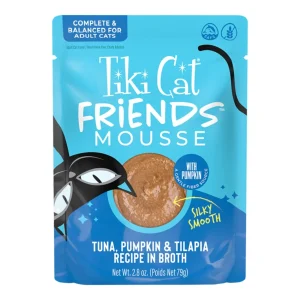 Tiki Pets Cat Friends Mousse Tuna Pumpkin & Tilapia, 2.8 oz Pouch
