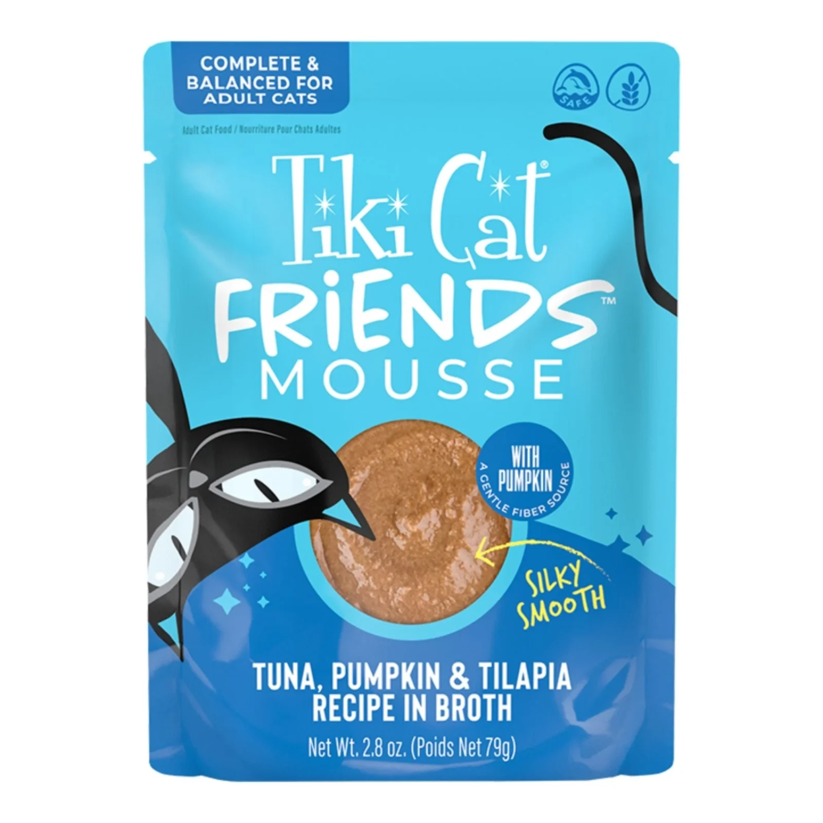 Tiki Pets Cat Friends Mousse Tuna Pumpkin & Tilapia, 2.8 oz Pouch
