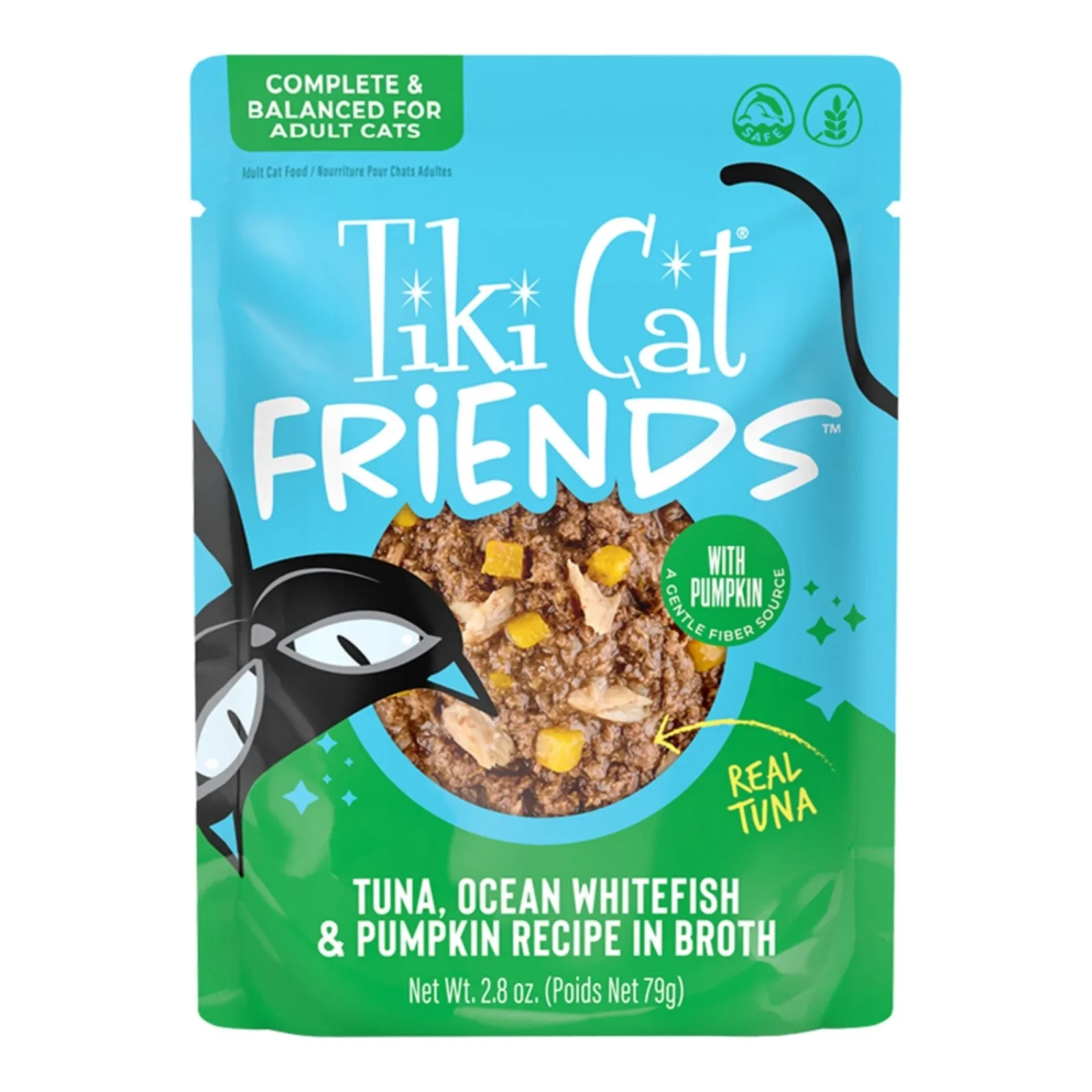 Tiki Pets Cat Friends Tuna Ocean Whitefish & Pumpkin, 2.8 oz Pouch