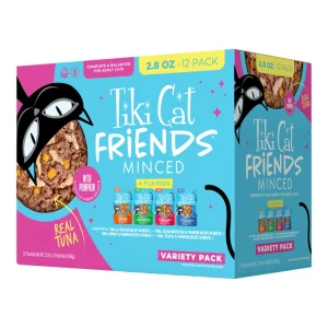 Tiki Pets Cat Friends Tuna Variety Pack, 2.8 oz Pouch, Case of 12