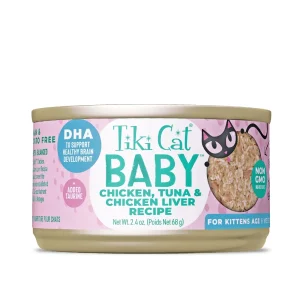Tiki Pets Cat Shredded Kitten Chicken & Tuna 2.4oz. (Case of 12)