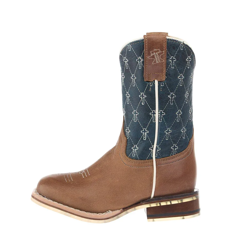 Tin Haul kid's Criss Cross Cross Brown Square Toe Just Believe Sole Boot - Image 2