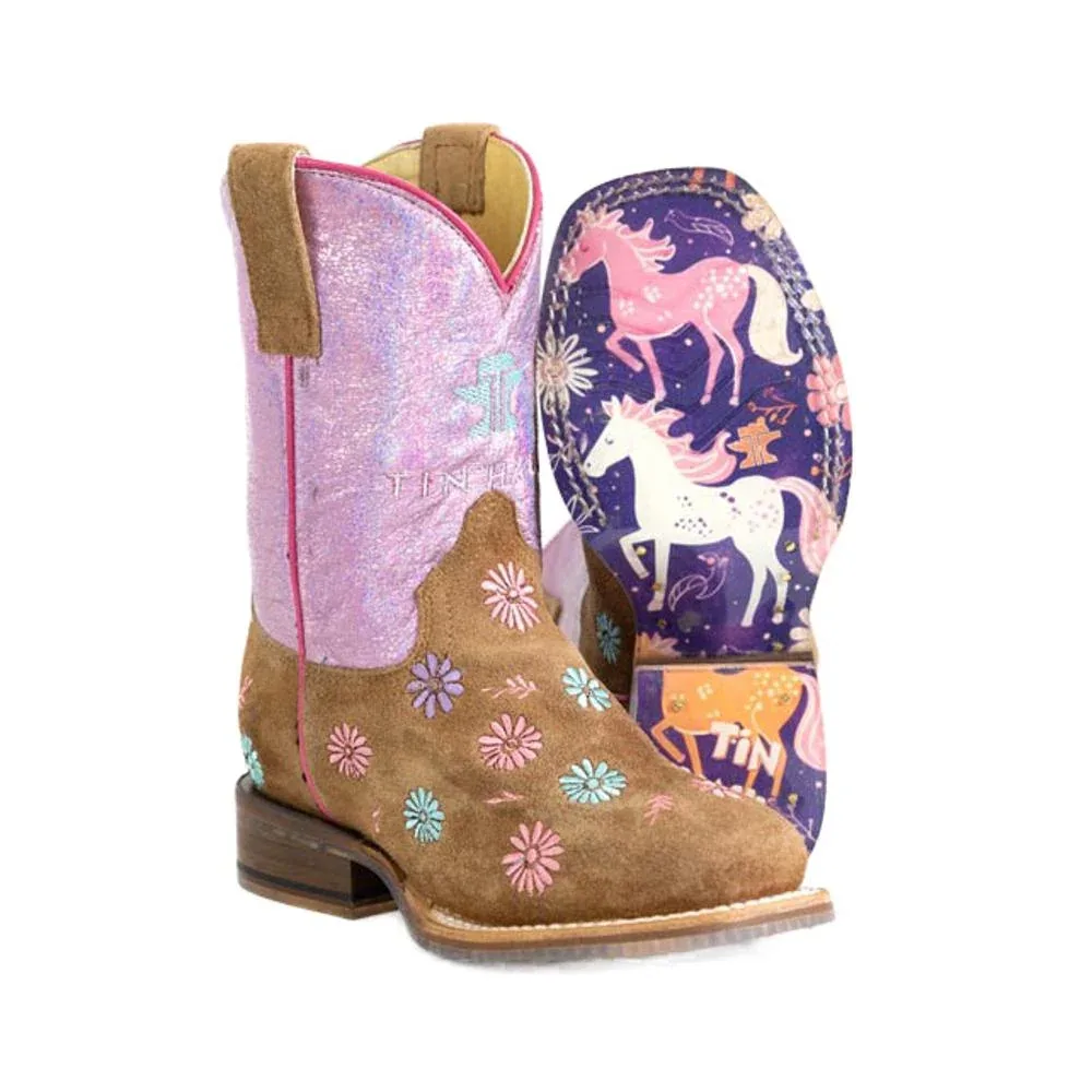 Tin Haul Kid`s Daisy Blossom Floral Pony Sole Cowgirl Boot