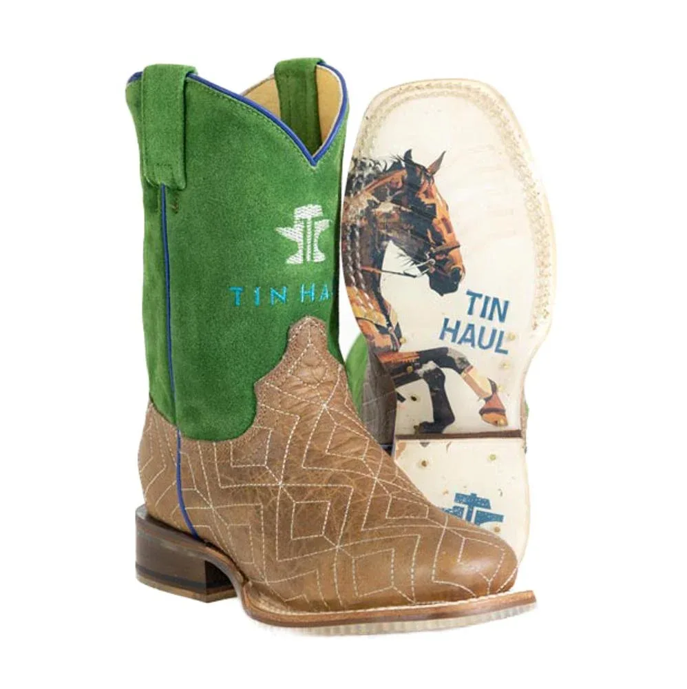 Tin Haul Kid`s Gridlock Ride Em Cowboy Tan Cowboy Boot