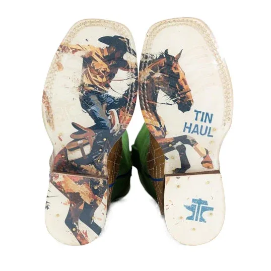 Tin Haul Kid`s Gridlock Ride Em Cowboy Tan Cowboy Boot - Image 2