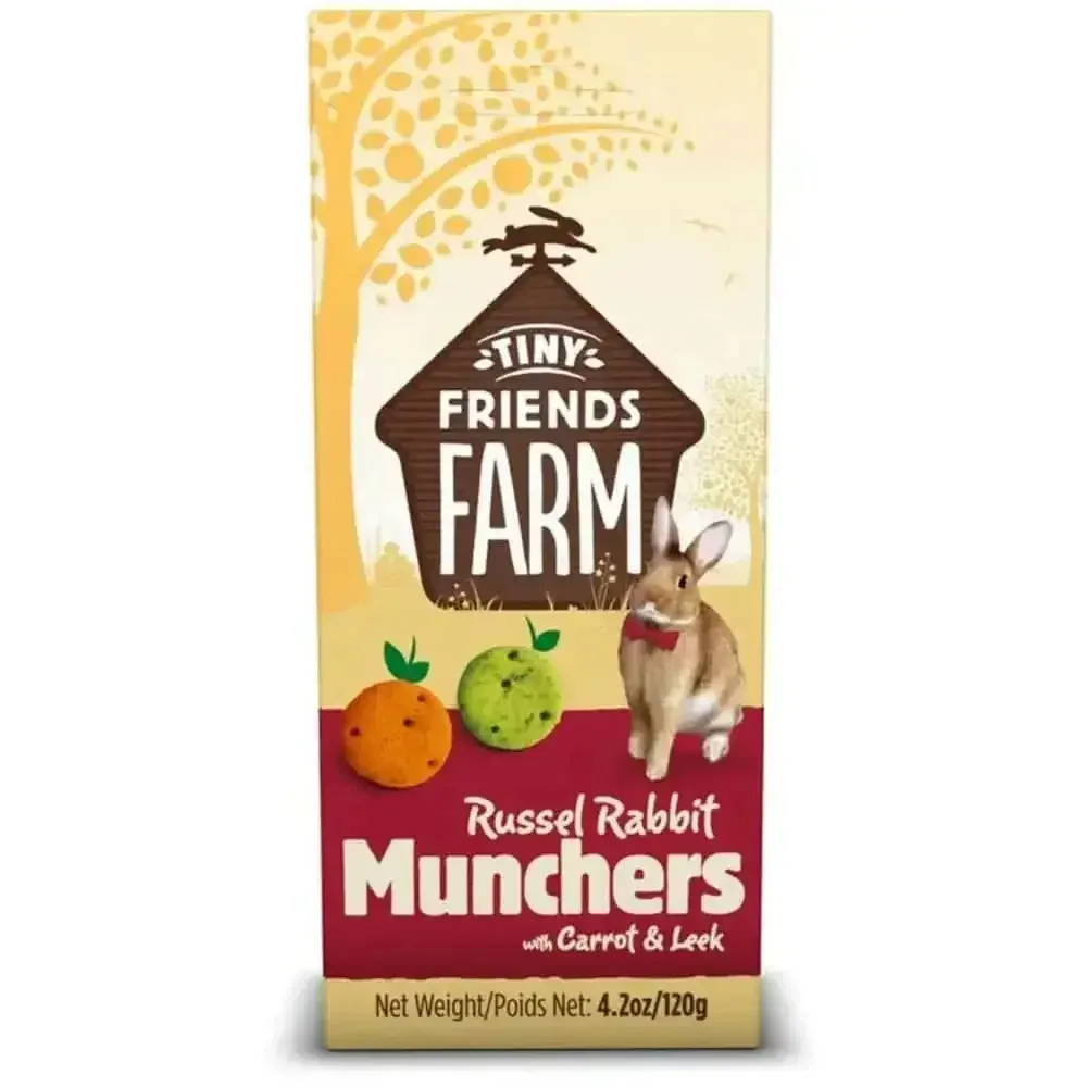 Tiny Friends Farm Russel Rabbit Munchers with Carrot & Leek 4.2 oz - Perfect Treat for Your Bunny