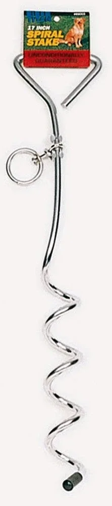 Titan Dog Tie-Out Stakes for Loose Soil Spiral, Silver, 17 in