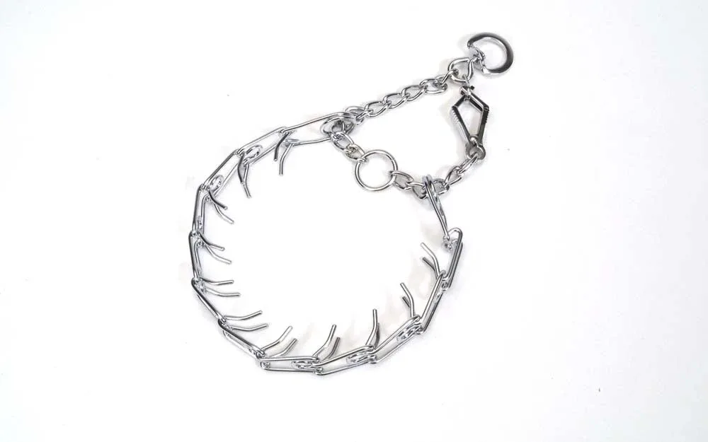 Titan Prong Training with 1-Handed Quick Release Snap Dog Collar Nickel, Chrome 3.3 mm x 20 in