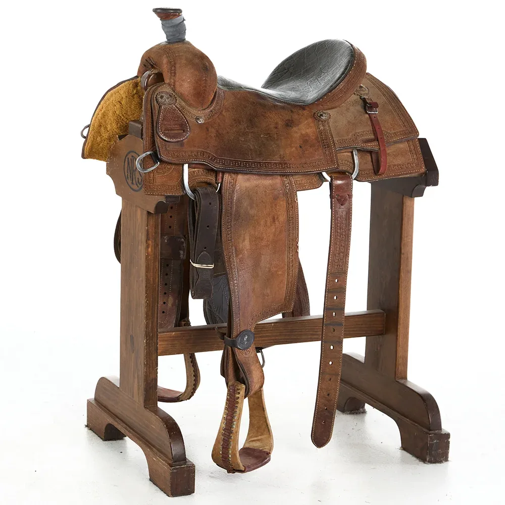 Tod Slone Used 15in Rope Border Gold Series Team Roper