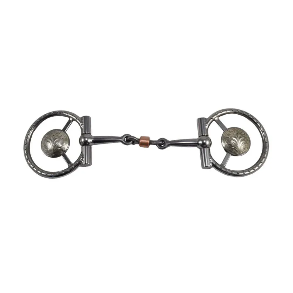 Tom Balding Bits Ballhinge D-Ring Slick 50 Snaffle with Hand Engraved Conchos