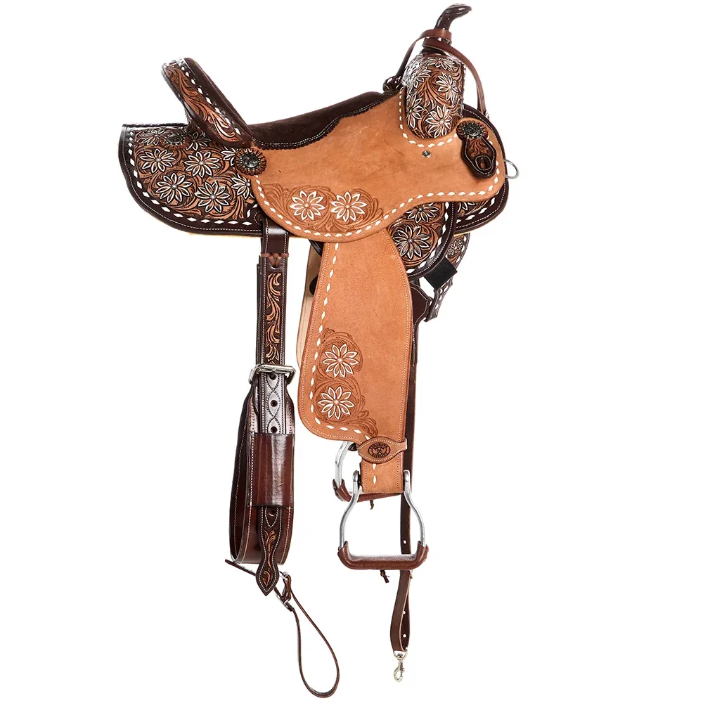 Tomahawk 5/8 Breed Painted Floral Barrel Saddle - Image 2