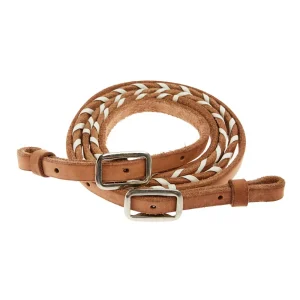 Tomahawk Gold Lace Leather Braided Barrel Reins