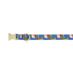 Top Paw® Abstract Plant Dog Collar, Blue Dog Collar, Adjustable, Multiple Sizes