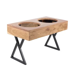 Top Paw® Adjustable Double Elevated Dog Bowl Feeder, Wood, Two 50 OZ Bowls, 3.2 "/8.6 "/12.5"