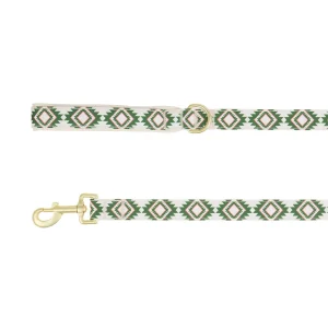 Top Paw® Aztec Dog Leash, White & Green Dog Leash, Walking Dog Leash, Neoprene Handle, 4' Long