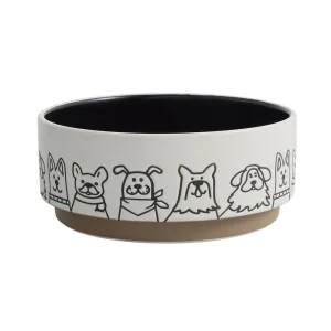 Top Paw® Black & White Dog Faces Ceramic Dog Bowl, 13 FL OZ, 26 FL OZ