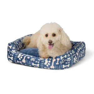 Top Paw® Blue Bone and Paw Print Cuddler Dog Bed, Multiple Sizes, Small/Medium/Large/Extra Large