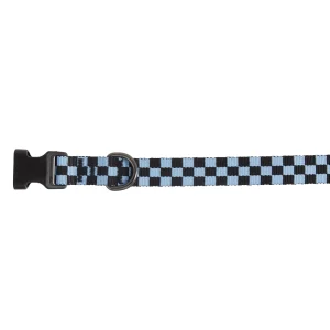 Top Paw® Blue Checkered Dog Collar, Comfortable, Adjustable, Blue, Black, Multiple Sizes