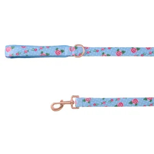 Top Paw® Blue Rose Dog Leash, Blue & Pink Dog Leash, Walking Dog Leash, Neoprene Handle, 4' Long