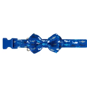 Top Paw® Blue Shark Dog Collar, Blue Dog Collar, Adjustable, Bowtie, Multiple Sizes