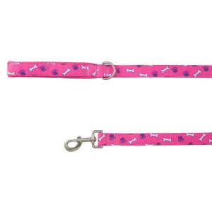 Top Paw® Bones and Paws Dog Leash, Pink Dog Leash, Walking Dog Leash, 4' Long
