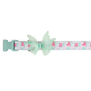 Top Paw® Butterfly Dog Collar, Mint & Pink Dog Collar, Bow, Adjustable, Multiple Sizes
