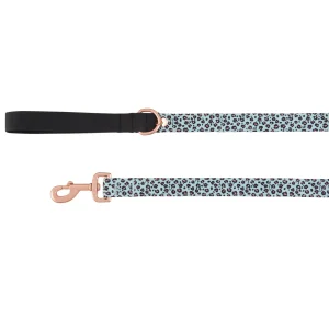 Top Paw® Cheetah Print Dog Leash, Mint & Black Dog Leash, Walking Dog Leash, Neoprene Handle, 4'