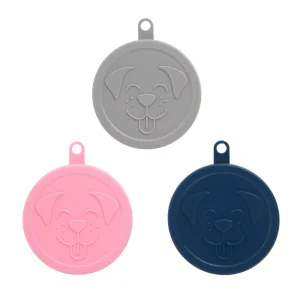 Top Paw® Dog Face Pet Food Can Lid Covers - 3 Pack, Grey/Pink/Blue