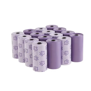 Top Paw® Dog Poop Bags - Extra Thick, Eucalyptus Scent, Purple - Paws & Solids - 60-240 Count