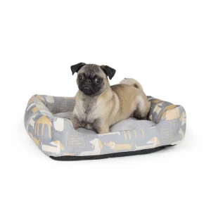 Top Paw Dog Print Cuddler Bed, Small, Medium