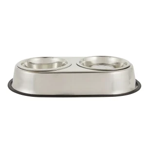 Top Paw® Elevated Platform Stainless Steel Slow Feeder Double Diner Dog Bowl, 5.5-cup
