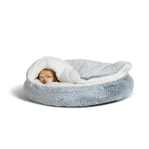 Top Paw® Faux Fur Gray Snuggler Medium Dog Bed 22Lx22W