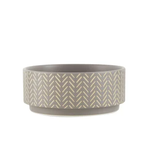 Top Paw® Grey Etched Ceramic Dog Bowl, Non Skid Bottom, Holds 26 FL OZ, 6 IN x 6 IN x 2.5 IN
