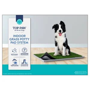 Top Paw® Indoor Grass Potty Pad System For Dogs, Includes Grass Pad, Washable Pee Pad & Base Tray