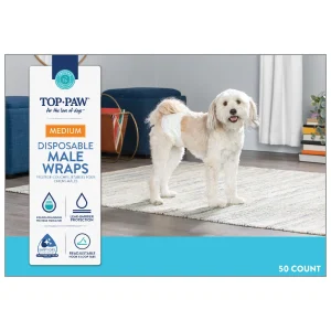 Top Paw® Male Disposable Dog Diapers, Swift-Dry® Wrap, Leakproof and Comfortable, 50 Count