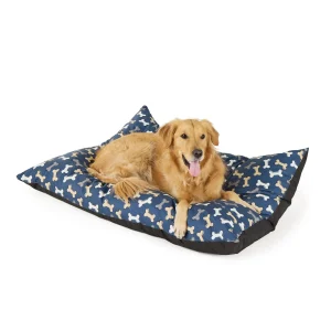 Top Paw Navy Bone Print Pillow Bed, Small/Medium, Large/X Large