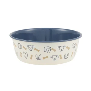 Top Paw® Novelty Dog Faces & Bones Stainless Steel Dog Bowl, 64 FL OZ, 8 IN X 8 IN X 3 IN