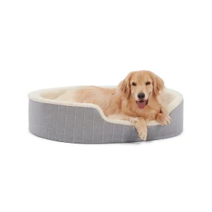 Top Paw® Orthopedic Cuddler Striped Dog Bed, Grey & Tan, Medium, Large, 28Lx22W, 38Lx30W