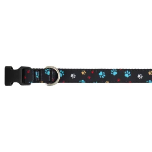 Top Paw® Paw Print Dog Collar, Black Dog Collar, Adjustable, Comfortable, Multiple Sizes