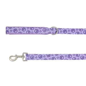 Top Paw® Paw Print Dog Leash, Purple Dog Leash, Walking Dog Leash, Neoprene Handle, 4' Long