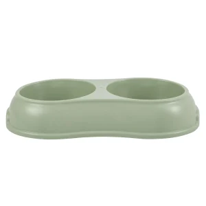 Top Paw® Plastic Double Diner Dog Bowl, 12OZ & 27OZ, Blue/Pink/Green