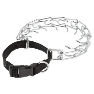 Top Paw® Prong Dog Collar, Training Dog Collar, Multiple Sizes, Chrome, Black